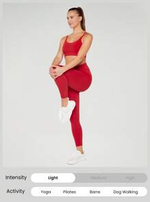 GLOWMODE FeatherFit™ Strappy Back Sports Bra Red Tank Top Low Impact Yoga Daily Fall Winter