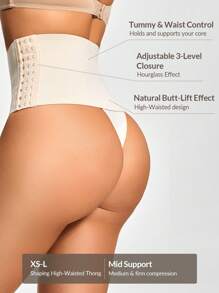SHEIN Shape 2 paquetes de moldeadores de cintura alta tipo tanga, modeladores corporales que levantan el trasero con cierre ajustable de 3 niveles, control de abdomen y cintura