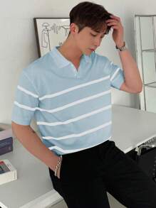 DAZY 男士条纹短袖 Polo 衫、夏季针织上衣
