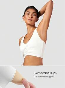 GLOWMODE FeatherFit™ Ruched Racerback Sports Bra Fall Winter - White - View 4