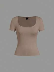 SHEIN EZwear 4 件装女士休闲简约纯色针织 T 恤 - 彩色 - 查看 4