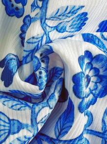 Swim Mod Women's Chinoiserie Floral Ruffle Detail Bandeau Swimwear Set - Multicolor - View 6