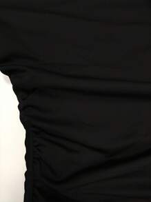 Sweetra Body De Manga Acampanada Con Dobladillo De Volantes Y Color Sólido Para Mujer - Negro - Ver 4