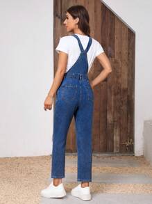 EMERY ROSE Minimalist Denim Jumpsuit, Suitable For Summer - Medium Wash - View 2