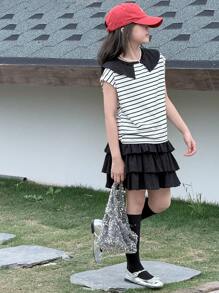 DAZY 2pcs Tween Girl Autumn Outfit,Back To School Clothes - Black - View 6