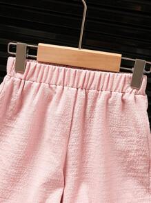 2pcs Young Girls Layered Cami Top & Casual Long Pants Set - Pink - View 6