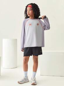 JNSQ Short de sport professionnel pour l'extérieur, retour à l'école. Ensemble de shorts de course pour enfants avec taille élastique et impression réfléchissante 3M