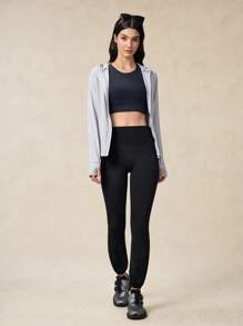 OutZeal Tummy Control Sweat Wicking Zip Pocket Jogger Workout Leggings Women Sports Pants For Hiking - Black - View 7