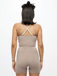 SUMWON WOMEN 运动压缩自行车短裤高腰跑步锻炼瑜伽舞蹈训练健身吸湿排汗健身健身房骑行运动服 - 灰色 - 查看 2