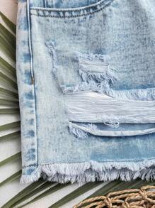 Soleia 女士蓝色牛仔低腰破洞短裤 女士沙滩装 夏季女士夏季装 短裤 狂欢装 节日西部波西米亚风 女士牛仔短裤 女士牛仔短裤 短裤 夏季短裤 女士牛仔短裤 短靴短裤 高腰短裤 女士牛仔短裤