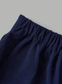 Sparklyn 2pcs/Set Teenage Girls Elegant Casual Striped Chiffon Patchwork Shirt Blouse And Black Skinny Flared Pants Set, Spring & Autumn - Royal Blue - View 7