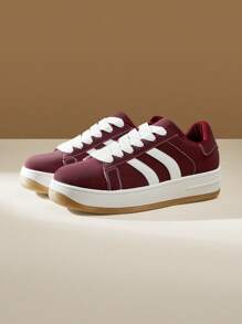 CUCCOO EASI 女士休闲百搭时尚运动鞋女鞋运动鞋春季鞋复活节休闲鞋返校鞋 - 酒紅色 - 查看 9