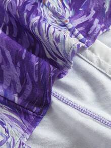 SHEIN MOD Women's Van Gogh Starry Sky Print Compression Sports Bra,Crop Tops - Purple - View 3