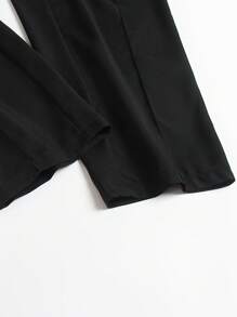 SHEIN Clasi Pantalones anchos sueltos de talla grande con rayas y botones para mujer - Negro - Ver 3