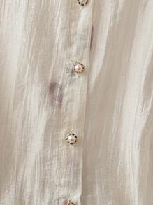 Calvaya Plus Size Women Elegant Improved Chinese Style Embroidered Button Down Long Sleeve Blouse, Chinese New Year Holiday Fall Cloth For Women