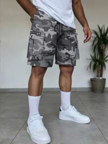 Manfinity EMRG 男士夏季休闲迷彩印花工装短裤 男士迷彩短裤