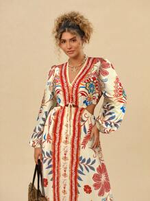 Travachic Vestido casual de talla grande con estampado floral, simple y de moda