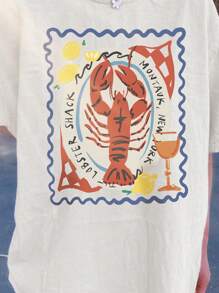 Áo thun cổ tròn dáng rộng cho nữ, đơn giản & thời trang, phù hợp cho mùa hè - trắng - Xem 3