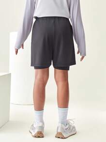 JNSQ Short de sport professionnel pour l'extérieur, retour à l'école. Ensemble de shorts de course pour enfants avec taille élastique et impression réfléchissante 3M