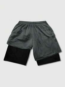 ROMWE MEN Anime Men's Minimalist Fashion Suitable For Summer Shorts - Dark Grey - View 2