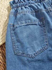 Soleia Women's High Waist Casual Denim Shorts, Blue Boho Chic Jean Shorts For Women Jorts Denim Shorts Women Shorts Women's Shorts Summer Vacation Woman Flowy Pants Biker Shorts Summer Beach Vacation Rave Country Concert Country Women Vacation Flowy Pants European Summer - Medium Wash - View 9