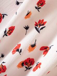 SHEIN Young Girl Ditsy Floral Ruffle Trim Cap Sleeve Dress - Multicolor - View 4