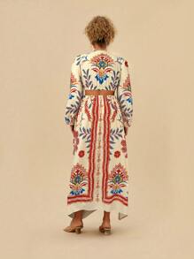 Travachic Vestido casual de talla grande con estampado floral, simple y de moda