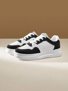 CUCCOO EASI Women's Fashionable Versatile Thick Sole Lace-Up Platform Casual Sneakers, Water-Resistant, Suitable For Students, Spring & Autumn Tainers - Black - View 9