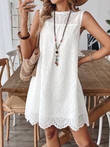 EMERY ROSE Women's Sleeveless Solid Color Mini Dress, Minimalist & Fashionable, Suitable For Summer