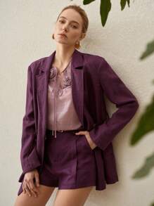 MOTF PREMIUM 亚麻压褶斜口袋短裤