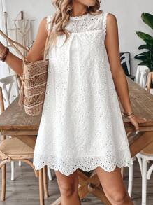 EMERY ROSE Women's Sleeveless Solid Color Mini Dress, Minimalist & Fashionable, Suitable For Summer