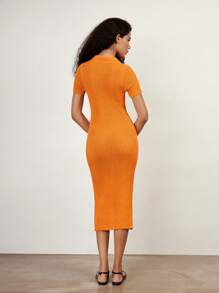 Maija 2025 Lato Nowa Damska Letnia Sukienka, Teksturowana Dzianina Otwarty Przód Impreza, Gość Weselny, Festiwal, Brunch Elegancki Strój, Sukienka Plażowa - Żółty - Zobacz 5