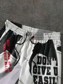 PAVTROS Men's Drawstring Waist Pocket Pentagram Studded Wide Leg Pants,Rhinestone,Halloween,Halloween Party,Streetwear - Multicolor - View 5