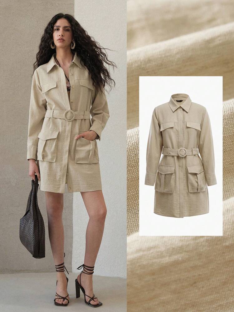LINEN BUTTON UP SHIRT DRESS