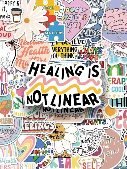 50pcs Inspirational English Sentences Positive Energy Waterproof Stickers Stationery Sticker Scrapbook Supplies For Decoration On Phone Cases, Notebooks, And Water Bottles, Promoting Mental Health Back To School