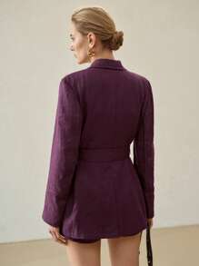 MOTF PREMIUM LINEN DUAL POCKET BLAZER - Burgundy - View 4