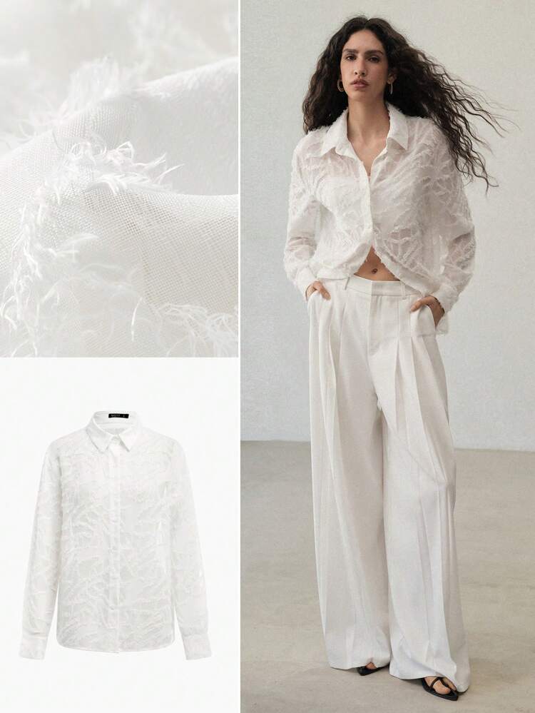 LIGHTWEIGHT SHEER BUTTON UP SHIRT