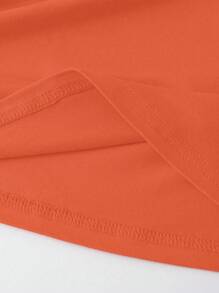 SHEIN CURVE+ 大码创意向日葵蝴蝶熨烫休闲短袖 T 恤、图案 T 恤、女式夏季上衣 - 橘色 - 查看 4