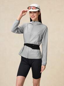 OutZeal WeatherProof-Air Water-Resistant UPF50+ Featherlight Breathable Hooded Jacket Women For LightRain With Zipper Pockets Athletic Workout Running