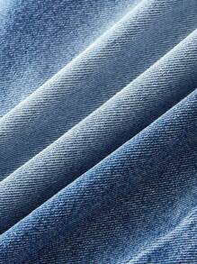 SHEIN PETITE CURVE 大码女式复古蓝色水洗宽松直筒牛仔裤 - 中等水洗藍 - 查看 4