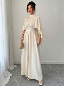 Rafferiza Solid Color Chiffon Elegant Long Dress For Women - Apricot - View 3