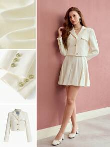 MOTF PREMIUM 结构化纽扣西装外套 - 杏色 - 查看 8