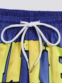 ROMWE MEN Street Life 2pcs/Set Men's Hip Hop Round Neck Short Sleeve Printed Minimalist T-Shirt And Shorts Set - White - View 3