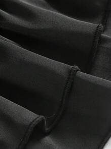 SHEIN MOD 女士复古黑色蕾丝珍珠纽扣装饰紧身胸衣、束身衣、荷叶边上衣、新年女装、度假女装、束身衣、新年上衣 - 黑色 - 查看 4