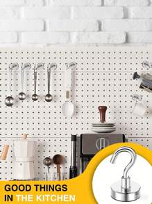 磁性挂钩，25 磅（约 11 千克）重型磁铁挂钩，适用于厨房、家庭、游轮、工作场所、办公室和车库，超强磁铁带挂钩，用于悬挂，金属磁性烧烤挂钩磁性挂钩，适用于冰箱、工具箱、储物柜 - 銀色 - 查看 10