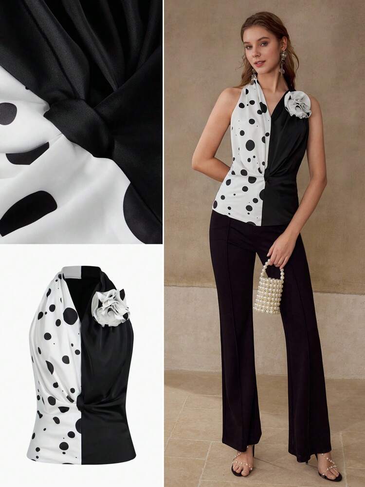 STEREO FLORAL POLKA DOT TOP