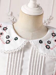 Tween Girls Embroidered Elegant Mock Layered Dress - Pink - View 3