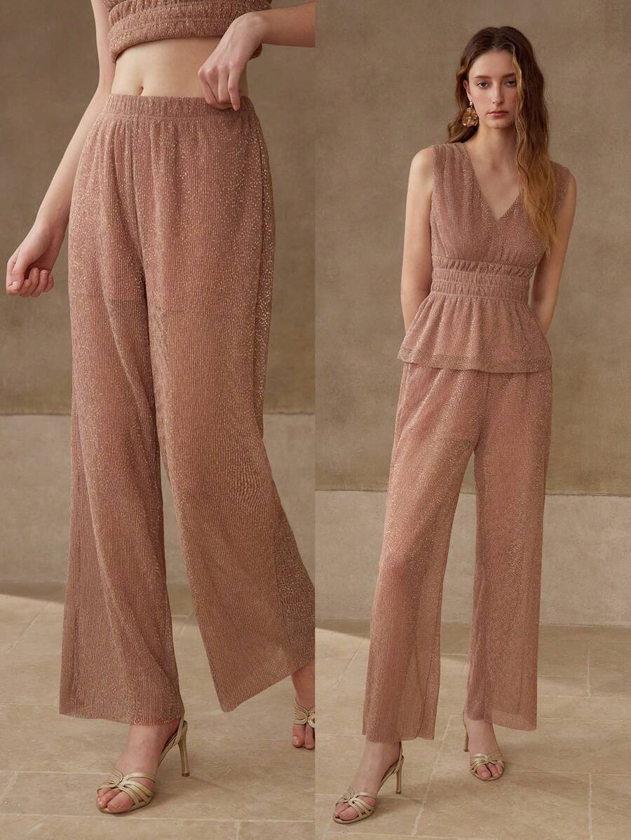 MOTF ELASTIC WAIST STRAIGHT LEG PANTS - Bronze - View 1