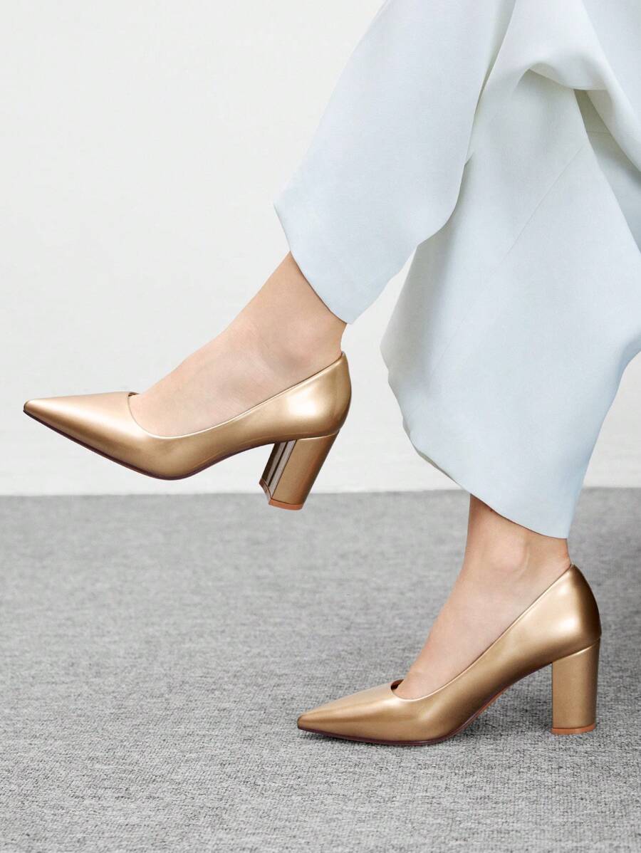 CUCCOO BIZCHIC Women's Elegant Minimalist Gold High Heels, Fashion Party Shoes - Champagne - View 1