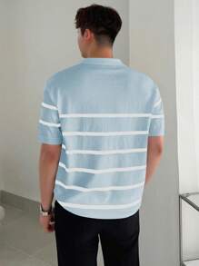 DAZY 男士条纹短袖 Polo 衫、夏季针织上衣
